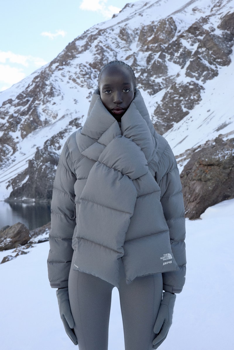 skims, the north face, puffer jackets, leggings, ski glasses, mountains