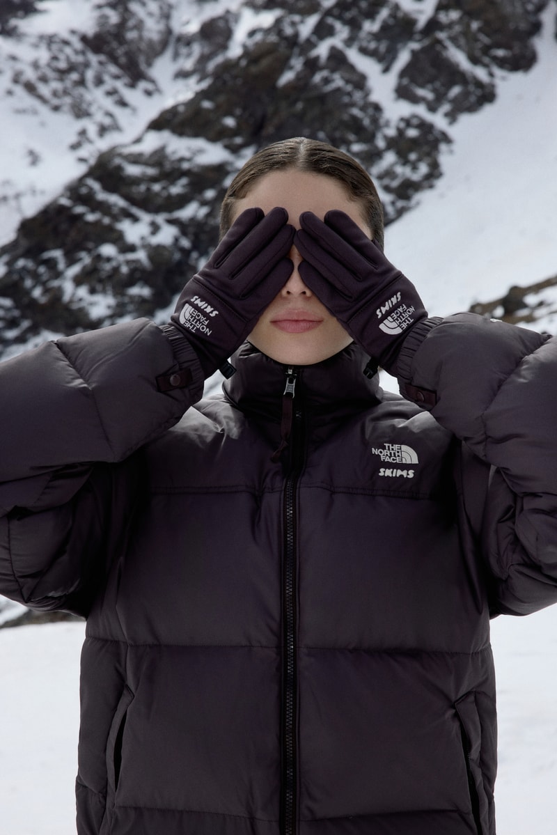 skims, the north face, puffer jackets, leggings, ski glasses, mountains