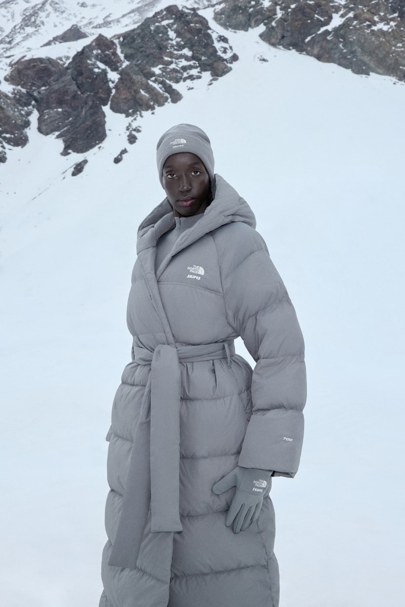 skims, the north face, puffer jackets, leggings, ski glasses, mountains
