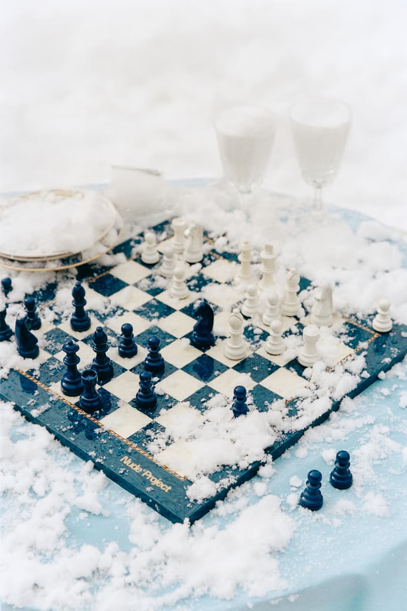 nude project, playboy, knitwear, logo jumpers, couple, snow, dresses, shorts