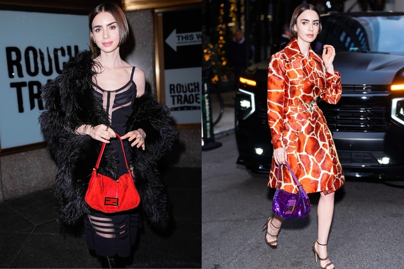 FENDI, Emily in Paris, Emily Cooper, Lily Collins, Netflix, tv, series, celebrity, fashion, baguette bag, handbag, designer