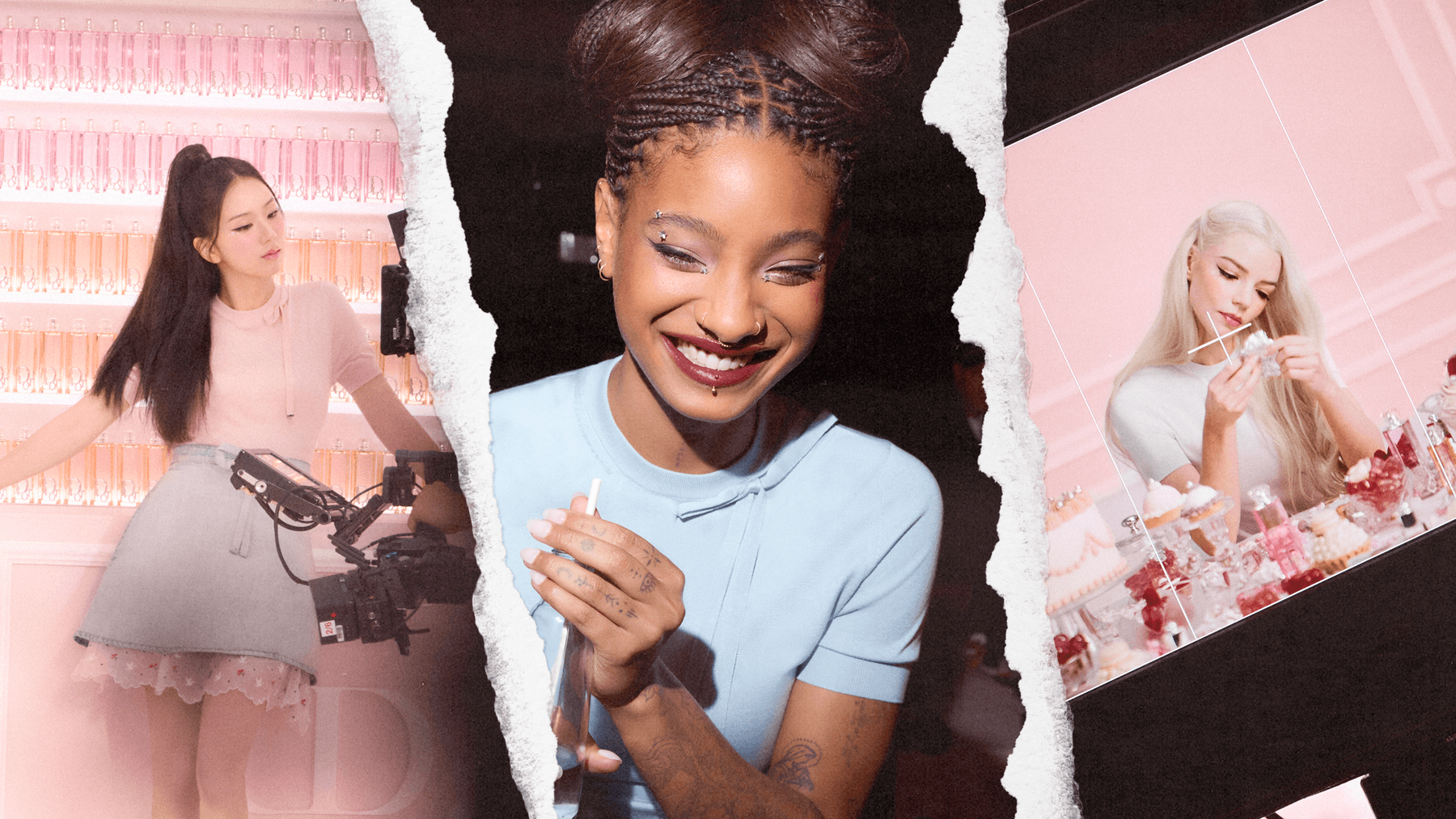 dior addict perfumes christian parfums rosy glow peachy glow purple glow fragrances scents perfumes lip glow oils beauty makeup jisoo k pop anya taylor joy willow smith singers pop stars hollywood actresses campaign winter 2026 2025 collection