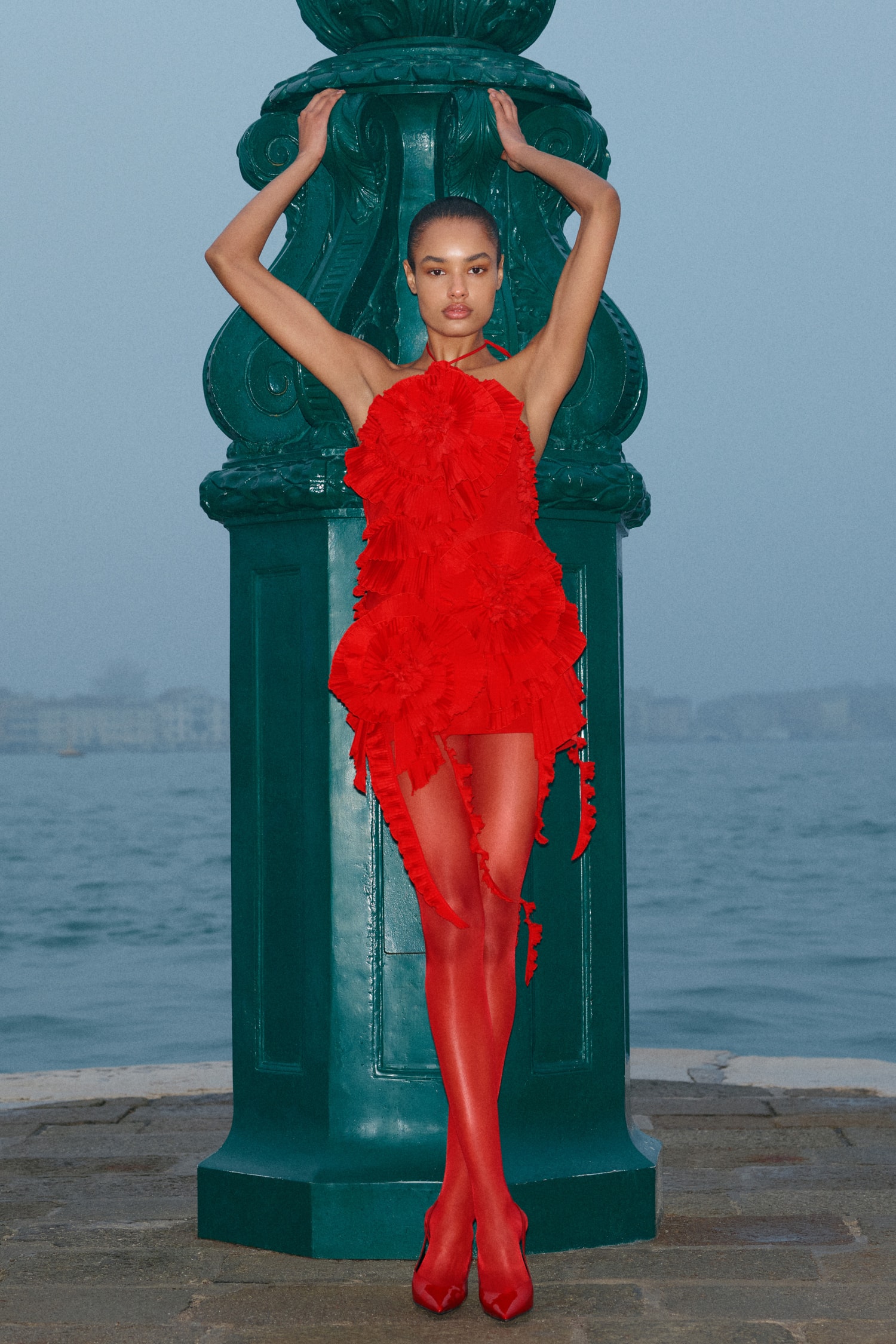 blumarine, david koma, red lace, venetian nights, masks, bodysuits, gowns, women