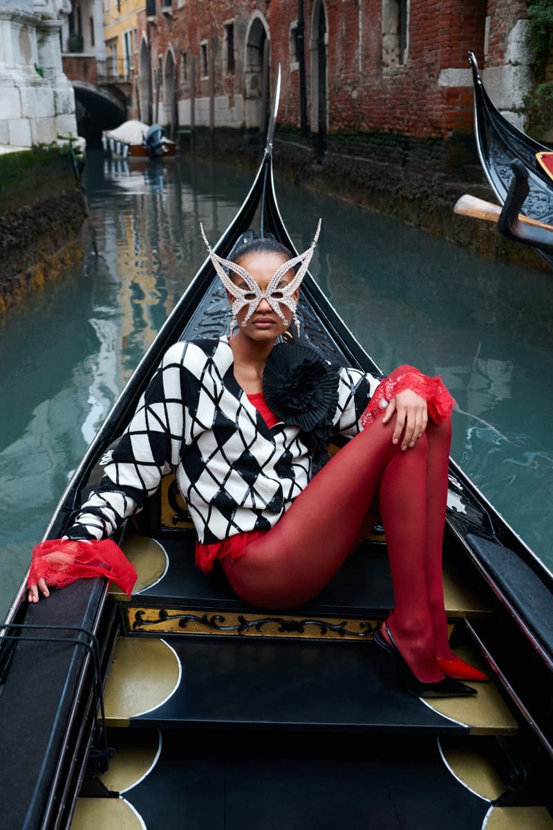 blumarine, david koma, red lace, venetian nights, masks, bodysuits, gowns, women