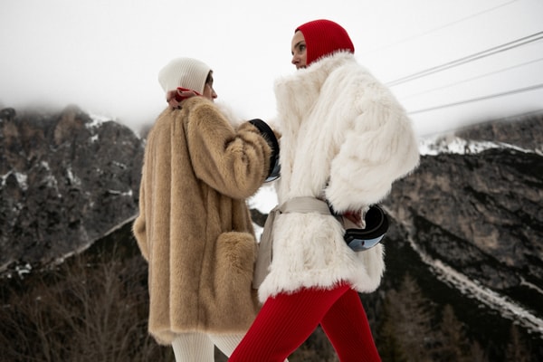 The Frankie Shop, apres ski, collections, campaign, chalet, ski, snow, fashion, models, faux fur, clothing