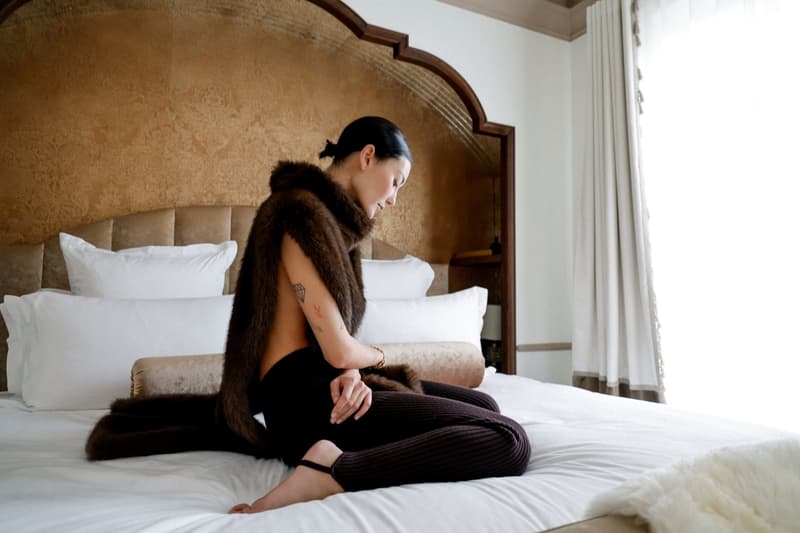 The Frankie Shop, apres ski, collections, campaign, chalet, ski, snow, fashion, models, faux fur, clothing