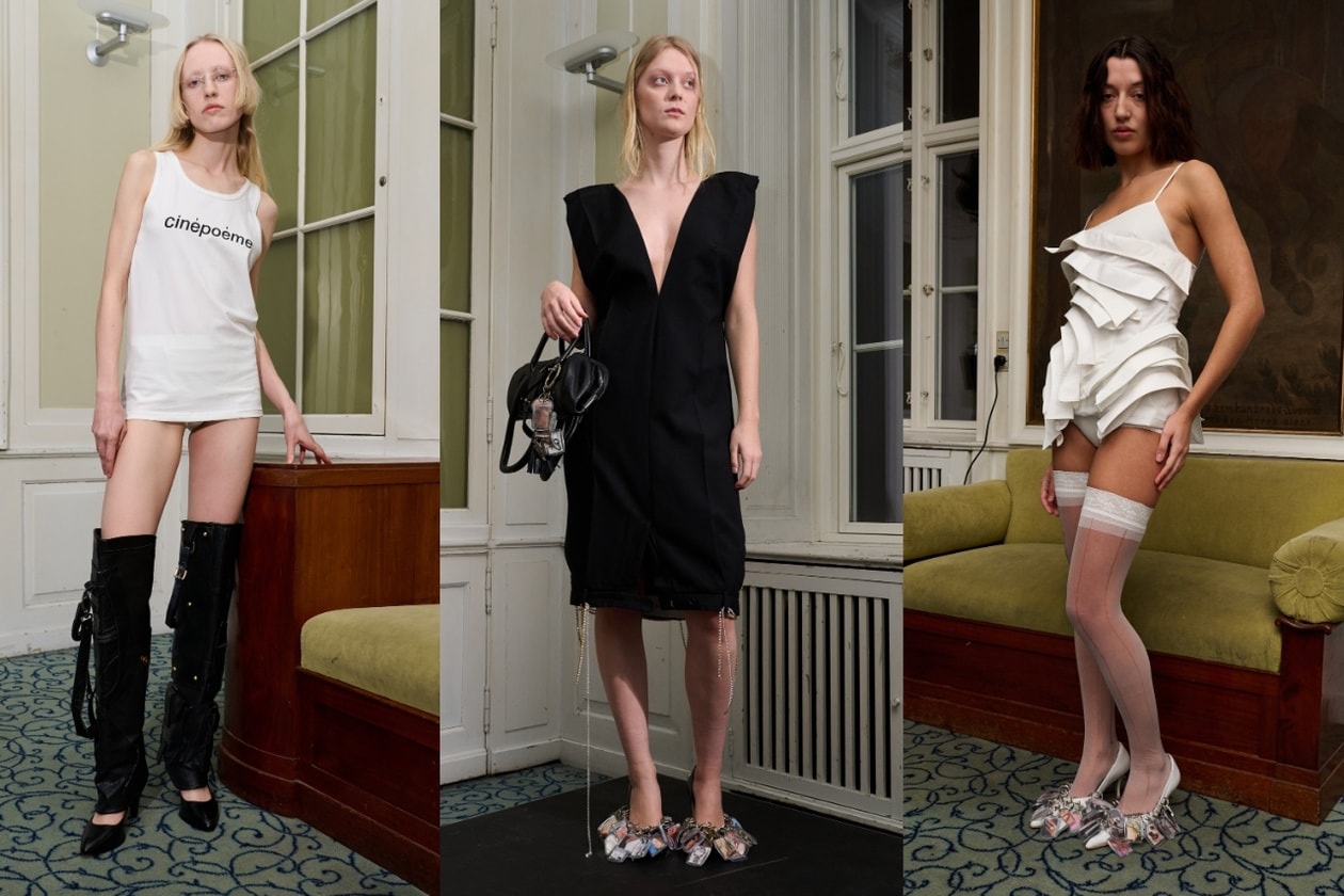 copenhagen, runway, sheer gown, lace dress, pregnant model, layering, blue, pastel pink