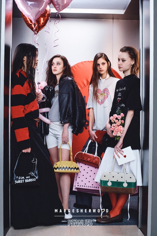 tshirts, pink bags, hearts, peanus brand, 