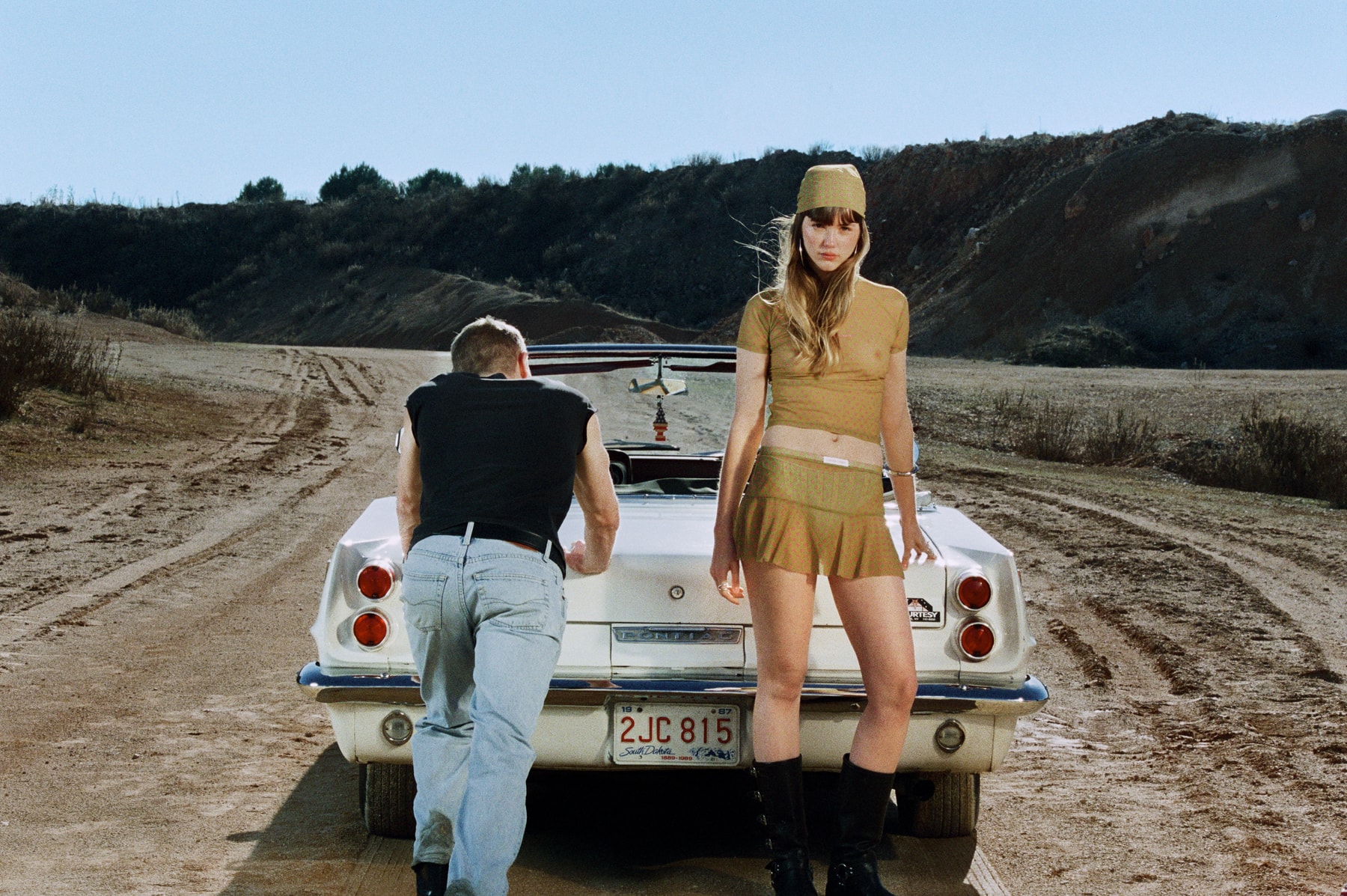 hand over, spain, models, man, car, sequins, boxers, lace slips, boots