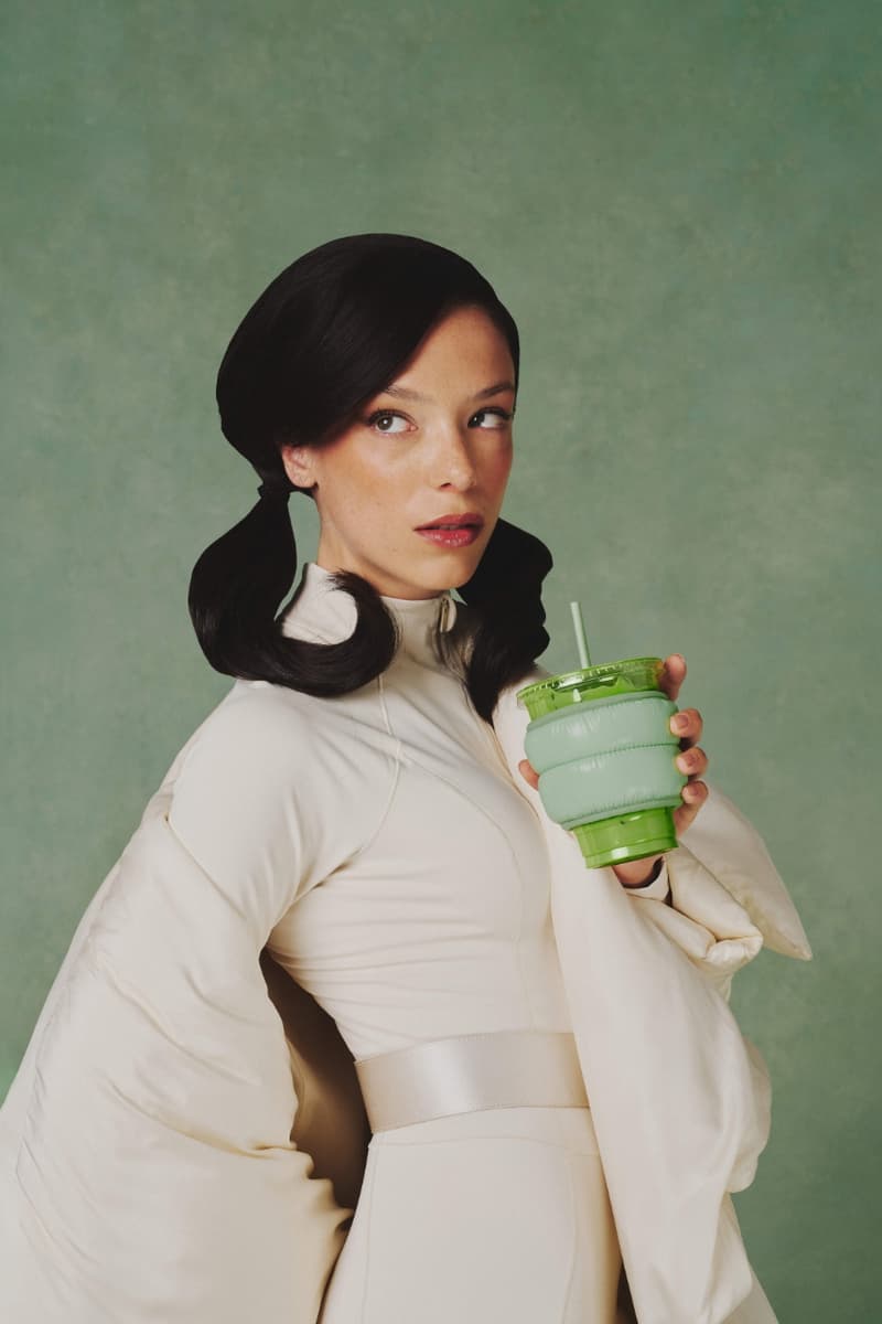 Blank Street, matcha, coffee, london, fashion week, puffer jacket, accessories, campaign, shoot, ella snyder