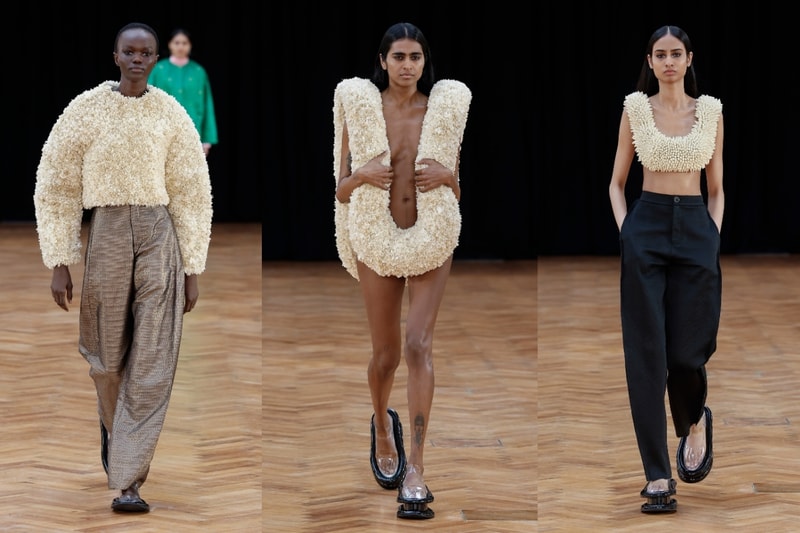 raw mango, indian designer, london runway, flowers, garlands, gowns, models