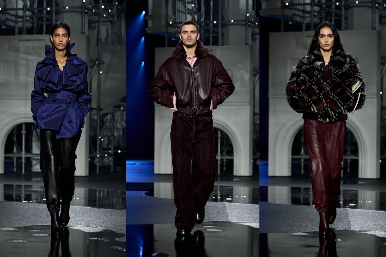 burberry, trench coats, romeo beckham, rosie huntington-whiteley, puffer jackets, bombers, checked fleece, london, runway