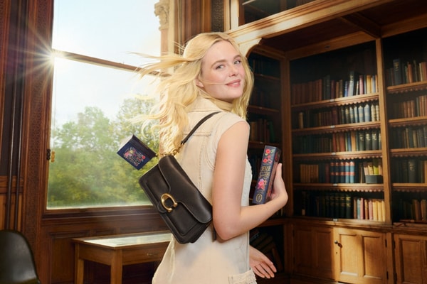Coach, bags, tabby bag, books, bag charms, reading, trends, news, campaigns, elle fanning, Storm Reid, fashion