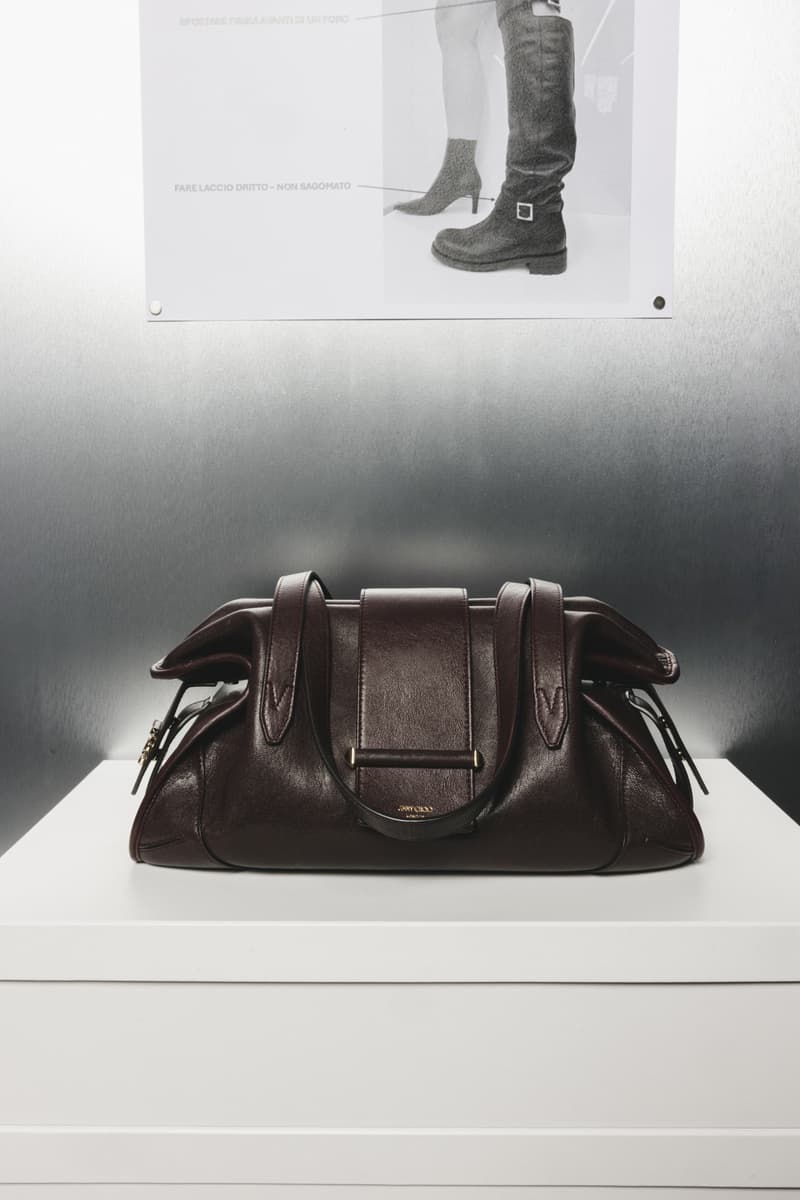 jimmy choo, lace heels, design studio, milan, boots, bags, leather