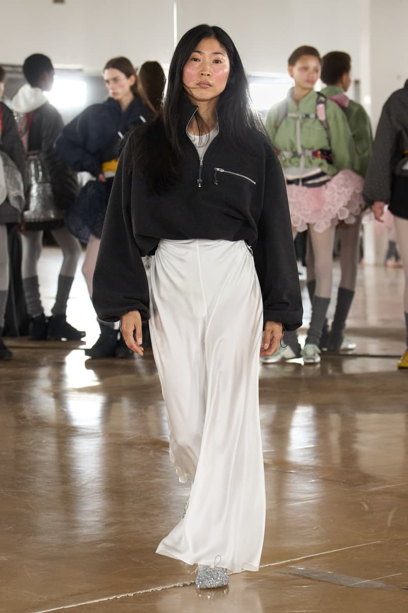 cecilie bahnsen, the north face, puffer jackets, tutu, sheer fabric, pastel pink, sage green