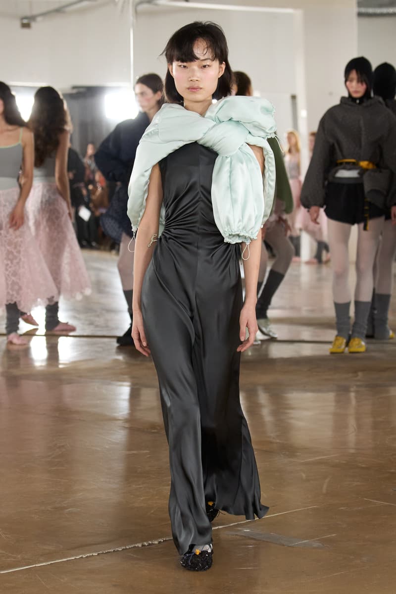 cecilie bahnsen, the north face, puffer jackets, tutu, sheer fabric, pastel pink, sage green