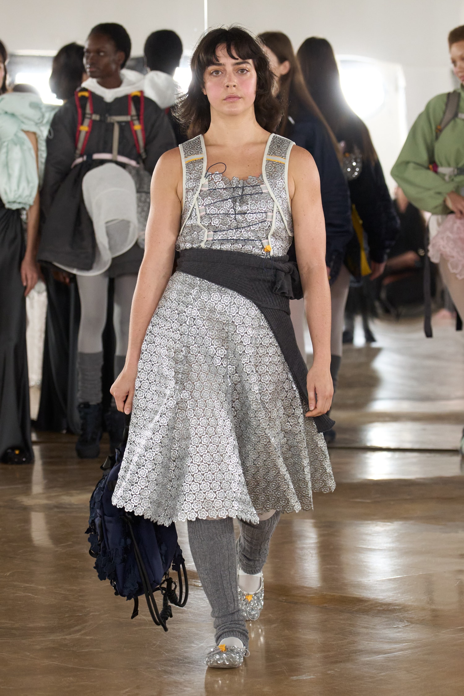 cecilie bahnsen, the north face, puffer jackets, tutu, sheer fabric, pastel pink, sage green
