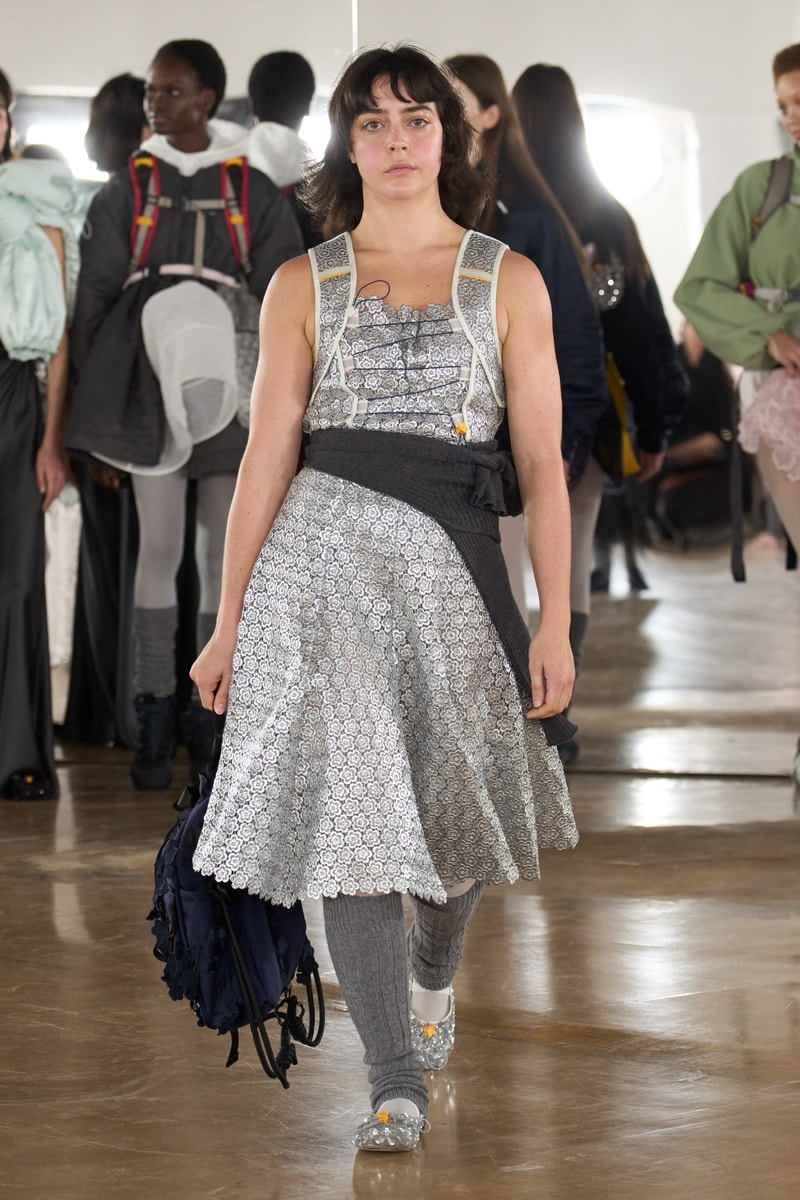 cecilie bahnsen, the north face, puffer jackets, tutu, sheer fabric, pastel pink, sage green