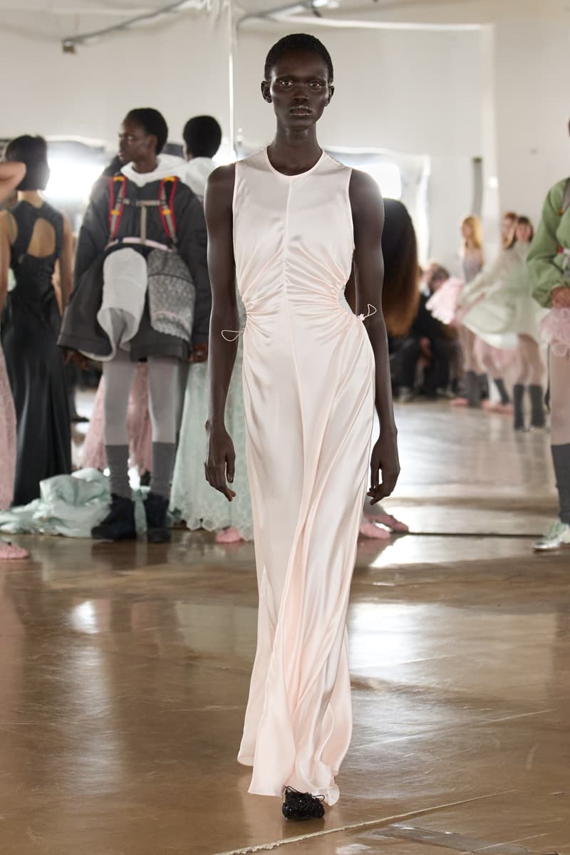 cecilie bahnsen, the north face, puffer jackets, tutu, sheer fabric, pastel pink, sage green