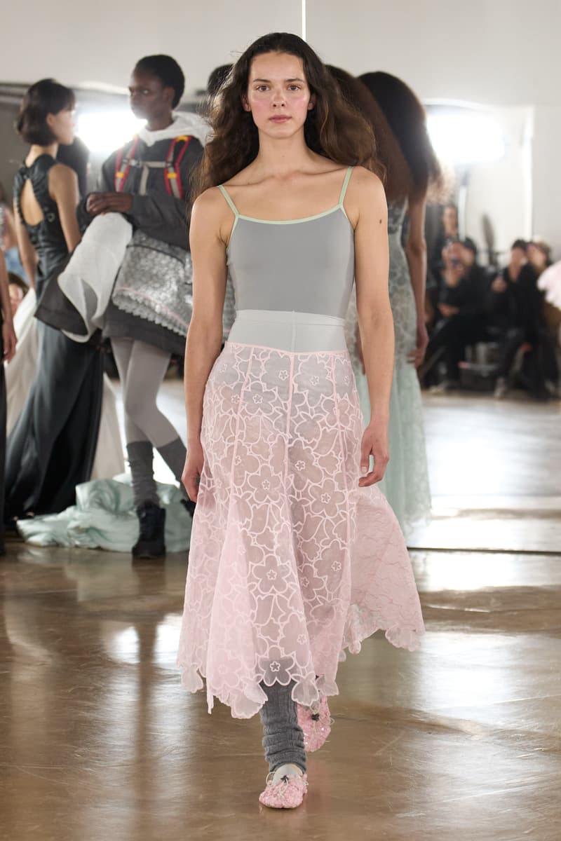 cecilie bahnsen, the north face, puffer jackets, tutu, sheer fabric, pastel pink, sage green