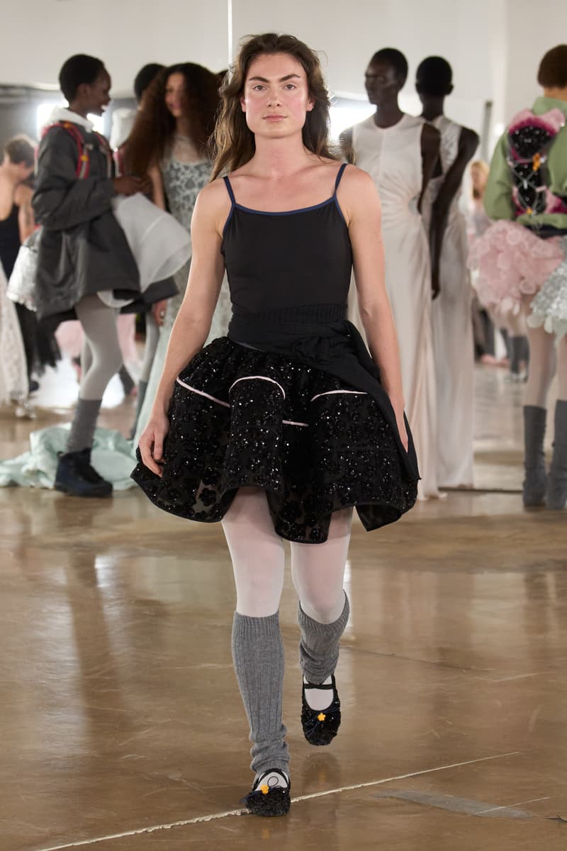 cecilie bahnsen, the north face, puffer jackets, tutu, sheer fabric, pastel pink, sage green