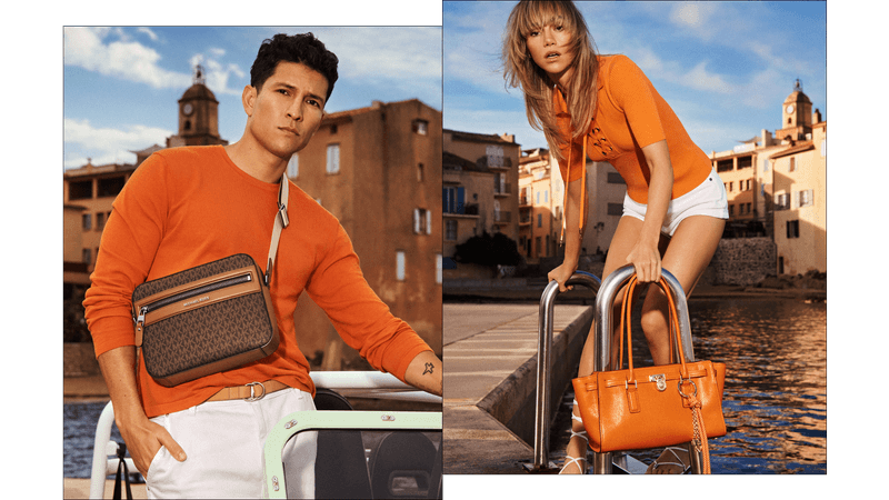 michael kors spring summer 2026 ss26 season south of france inspired french riviera cote d'azur ready to wear and accessories handbags laila satchel beach bags hamilton nolita josie crotchet suede artisanal woven leather straw