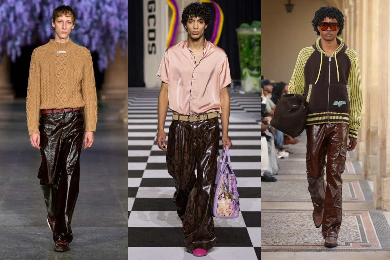 runway, milan, london, paris, new york, hair, lace up boots, leather trousers, snake print, texture