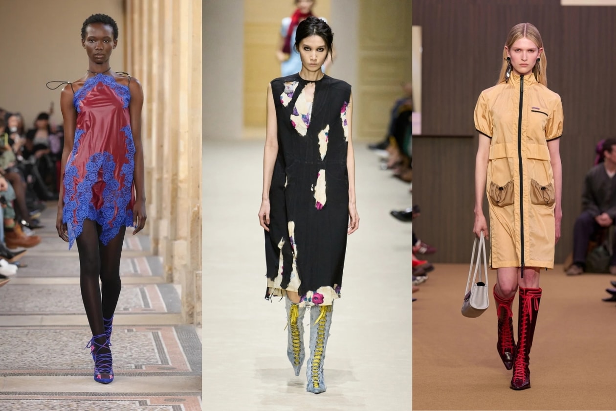 runway, milan, london, paris, new york, hair, lace up boots, leather trousers, snake print, texture