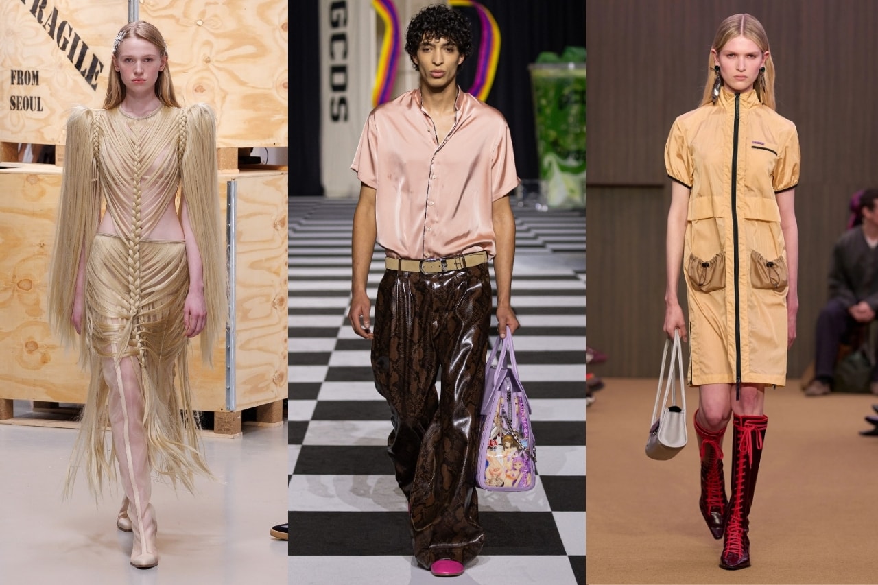 runway, milan, london, paris, new york, hair, lace up boots, leather trousers, snake print, texture