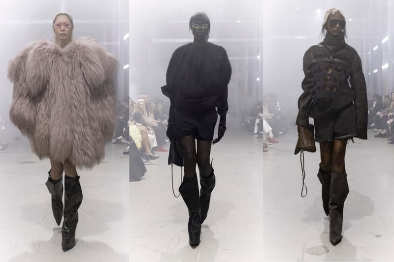 rick owens, models, platform boots, pink eyelashes, oversized collars, paris, runway