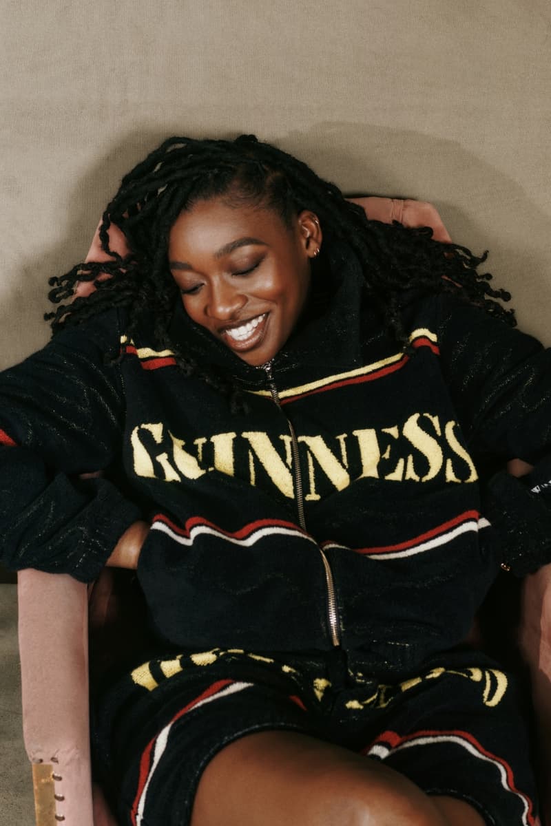 Little Simz, Joe alwyn, jw anderson, guinness, fashion, collaborations, campaigns, sweaters, knitwear, models, clothing