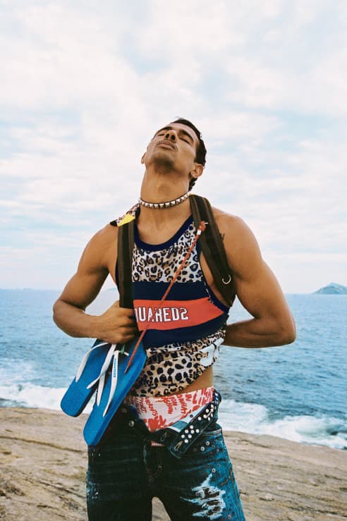 dsquared2, summer, campaign, models, swimwear, men, beach, cliff, sea