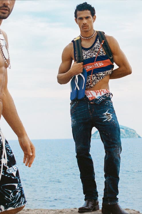 dsquared2, summer, campaign, models, swimwear, men, beach, cliff, sea