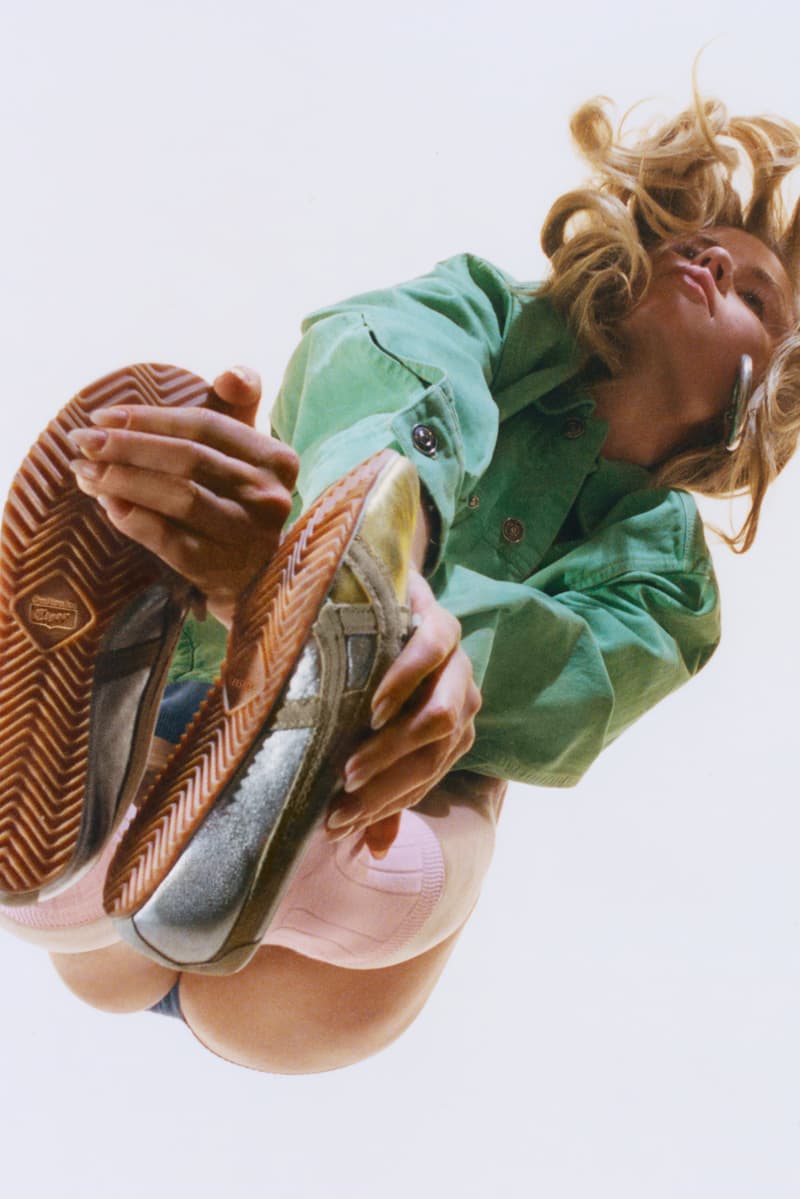 versace, onitsuka tiger, suede sneakers, trainers, models, socks