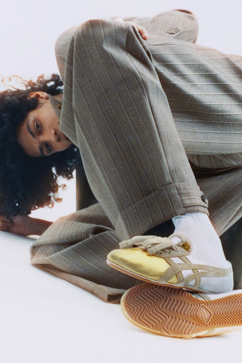 versace, onitsuka tiger, suede sneakers, trainers, models, socks