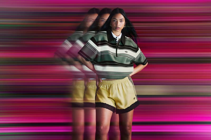 asos adidas originals collection 03 sportswear london event oxford street firebird tracksuit polka dots peplum pink shirt funnel neck shorts silk satin polo top 