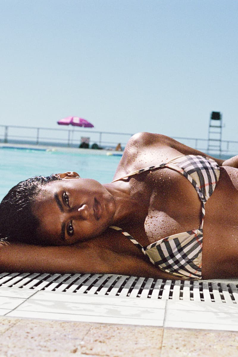 simone ashley, burberry, nova check bikini, tom blythe, alva claire, swimwear, sea, beach