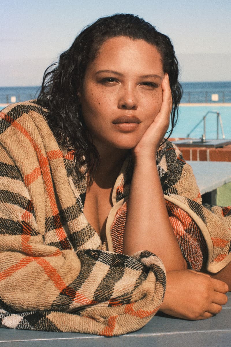 simone ashley, burberry, nova check bikini, tom blythe, alva claire, swimwear, sea, beach