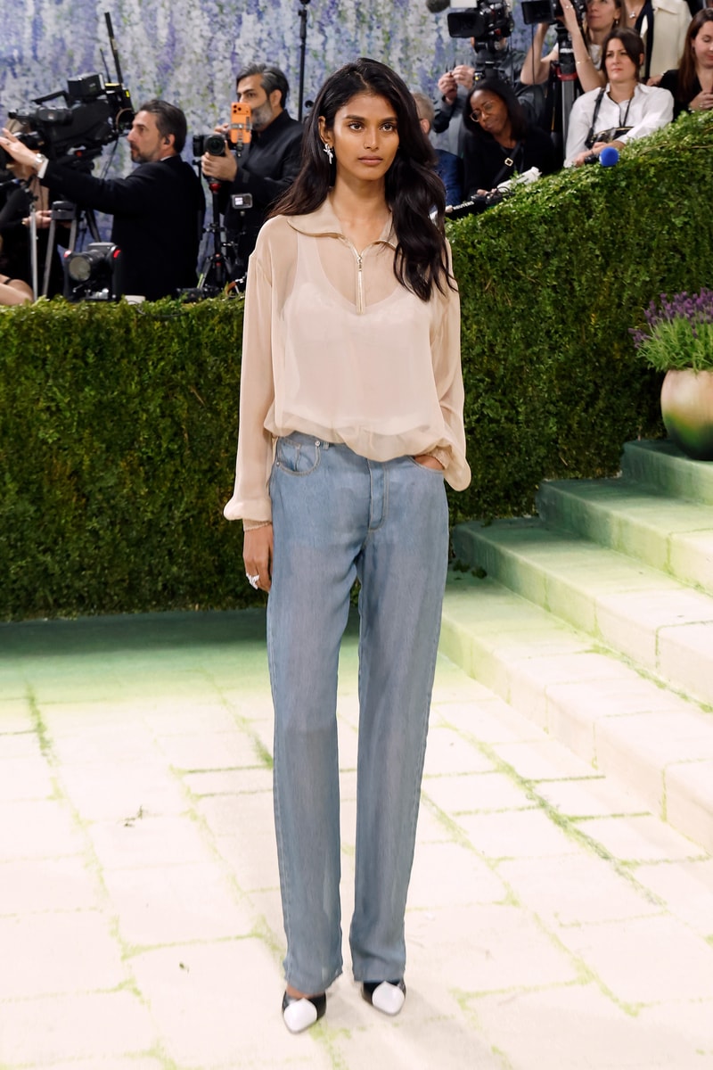 Bhavitha Mandava, jeans, silk trousers, quarter zip, met gala, chanel outfit, red carpet