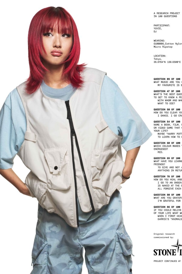 Stone Island, Yuvie, Japan, DJs, Female DJs, Emerging Artists, Music, Fashion, Campaigns, Spring/Summer 2026, Utilitarian Fashion, Gorpcore, technical Fashion, Italy, Italian Brands