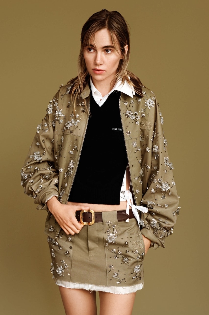 suki waterhouse, miu miu, campaigns, vintage clothing, upcycled, fashion, collections