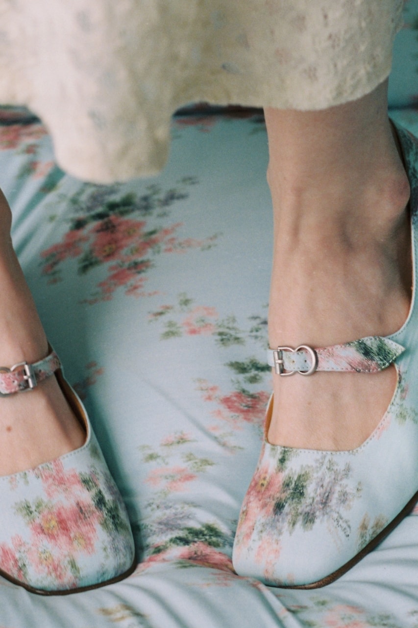 Lili Curia, footwear, shoes, heels, ballet flats, sneakers, campaigns, fashion, floral, jacquard print