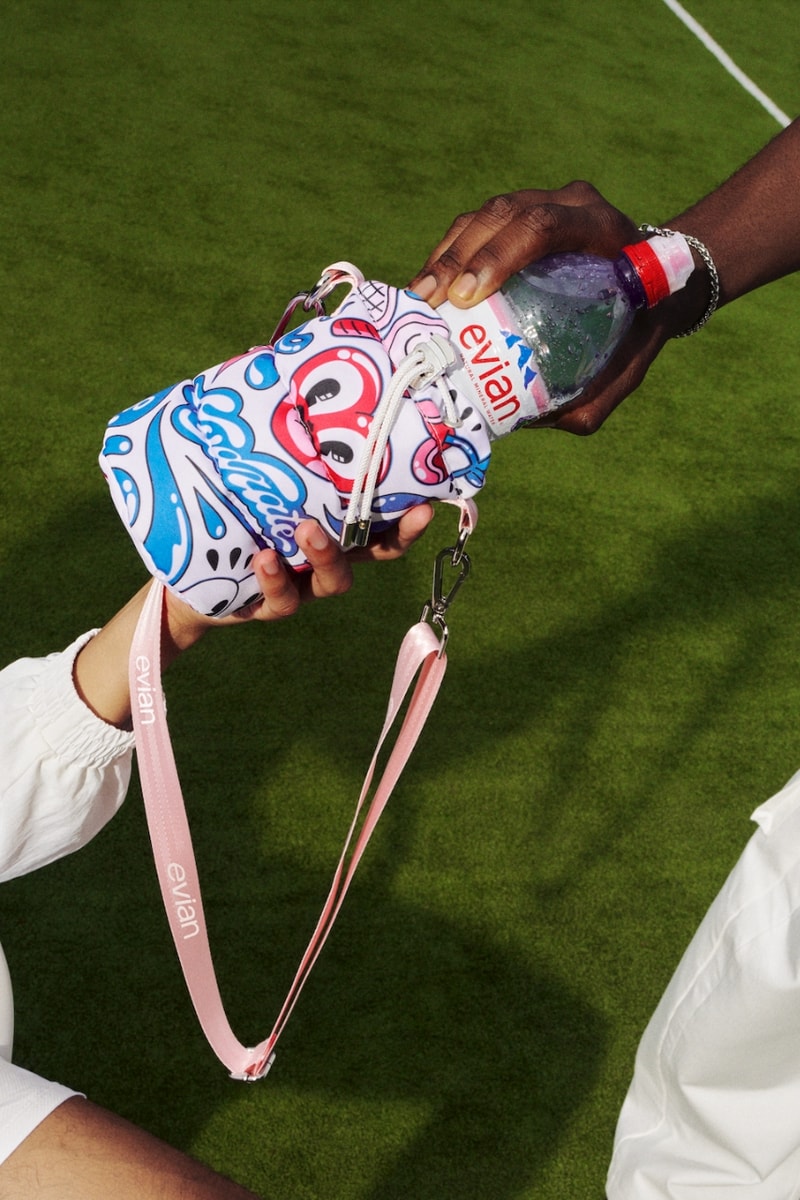 evian, bottle bags, water bottle, accessories, bags, artist, designer, art