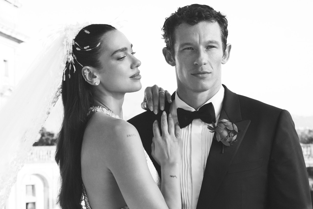 dua lipa, callum turner, wedding, chanel, haute couture, wedding dress, matthieu blazy, closer look