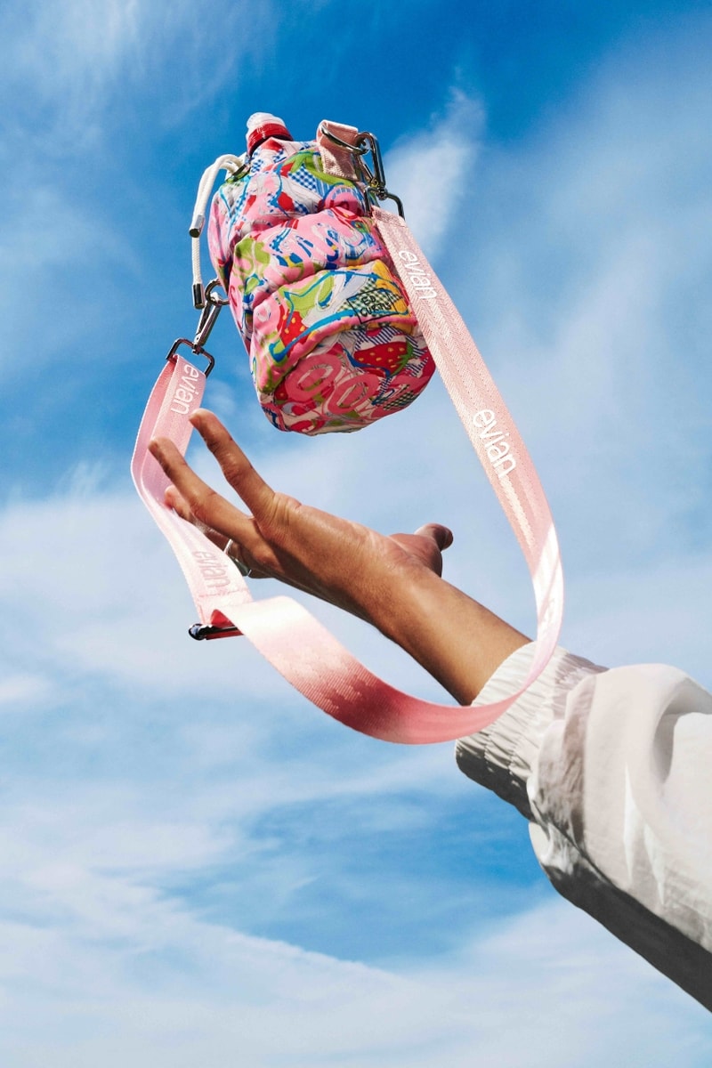 evian, bottle bags, water bottle, accessories, bags, artist, designer, art