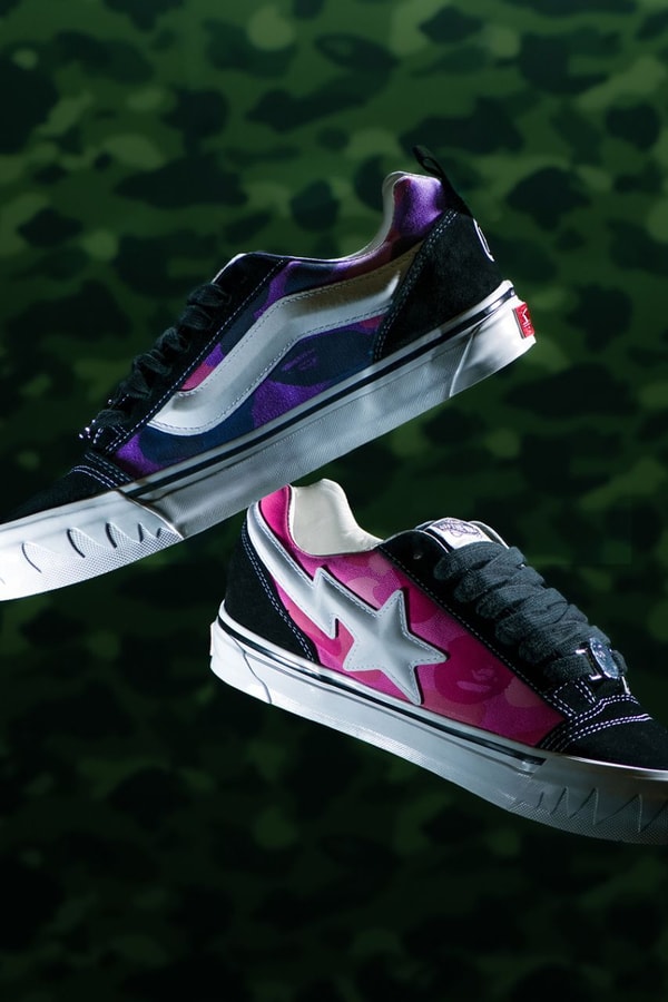 Vans BAPE Sneakers Footwear Collaborations Sneaker Drops Sneaker News Vans Knu Skool Streetwear Footwear News A Bathing Ape Fashion