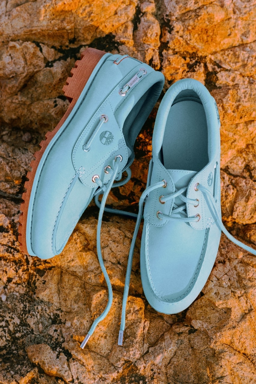 Timberland, Jacquemus, authentic boat shoe, blue, aqua, footwear, loafers, shoes, collaborations