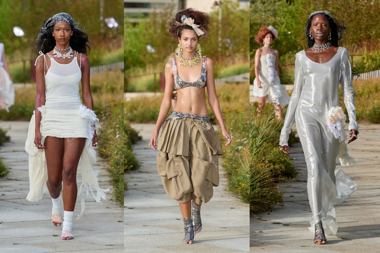 copenhagen, runway. denmark, models, sheer, lace dresses, turquoise, alana hadid, aquamarine