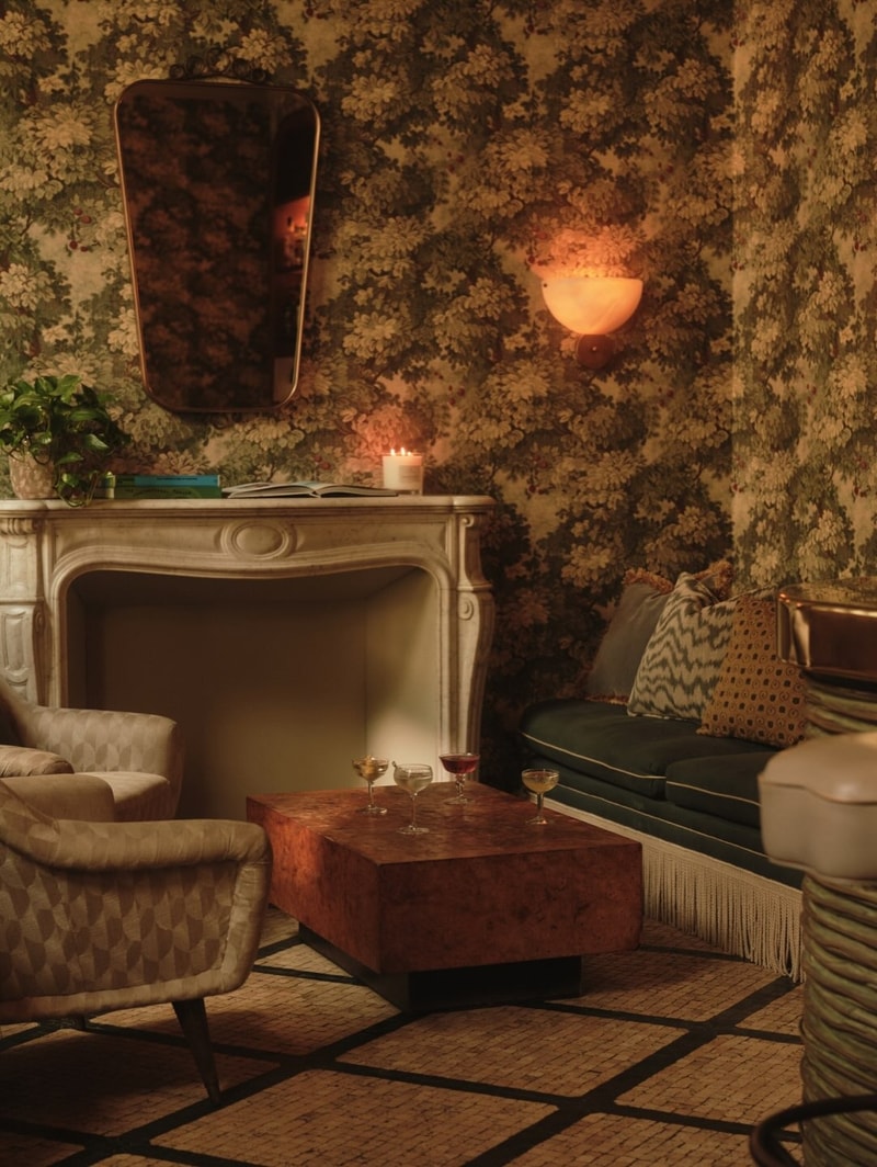 soho house paris, spritz bar, cocktails, brasserie menu, hotel, sofas, drinks, restaurant