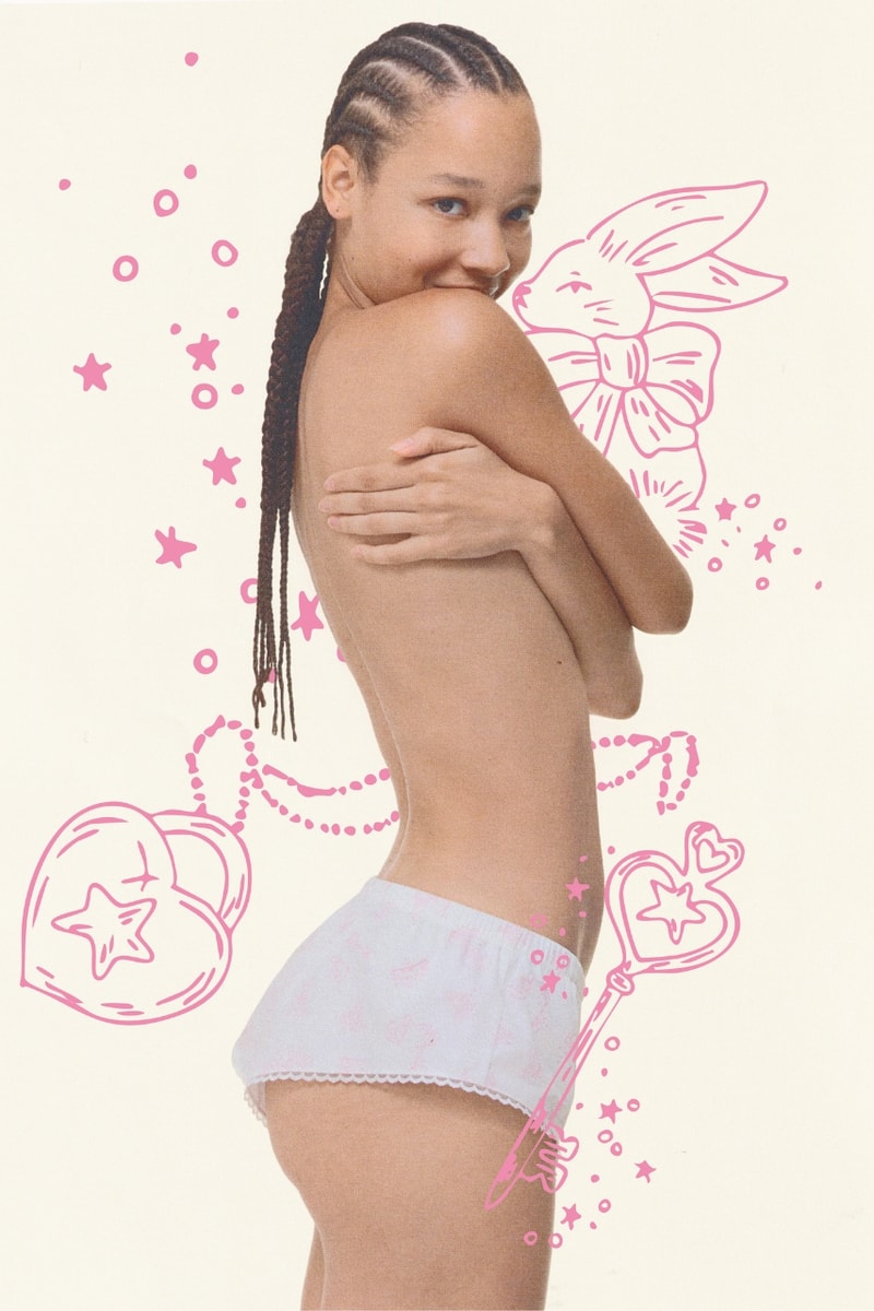 Cou Cou, Sandy Liang, collaboration, collection, fashion, campaign, underwear, knickers, tanks, clothes, model